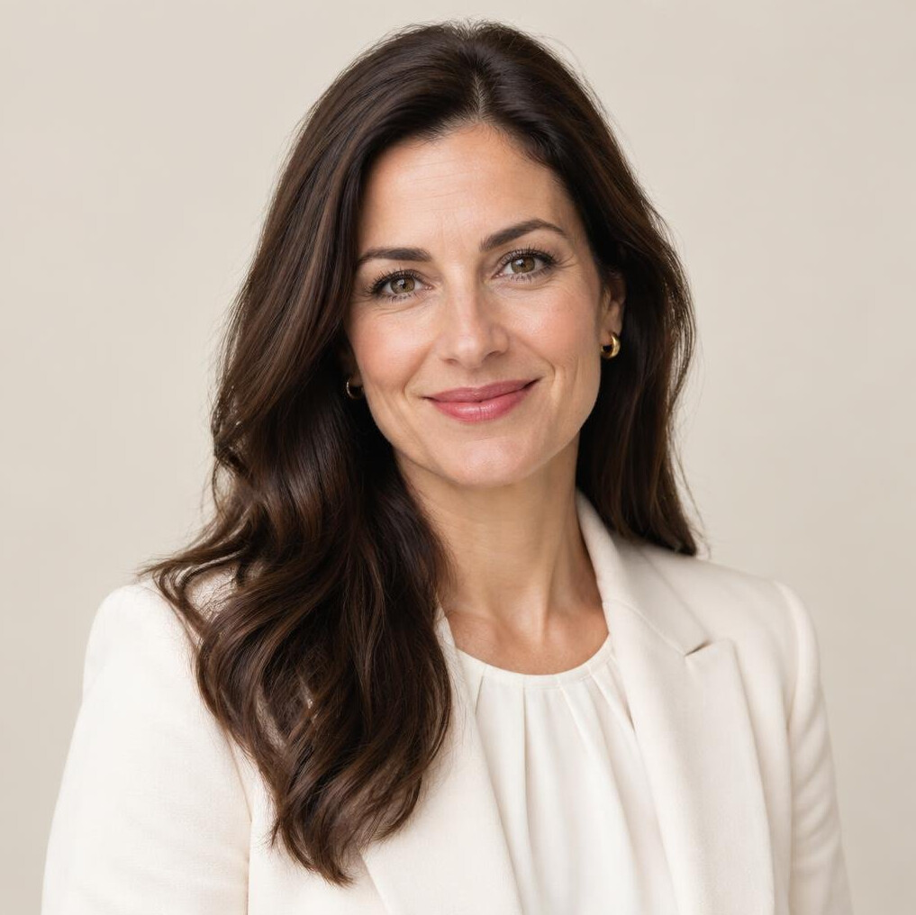 Studio portrait of a European businesswoman in her 40s